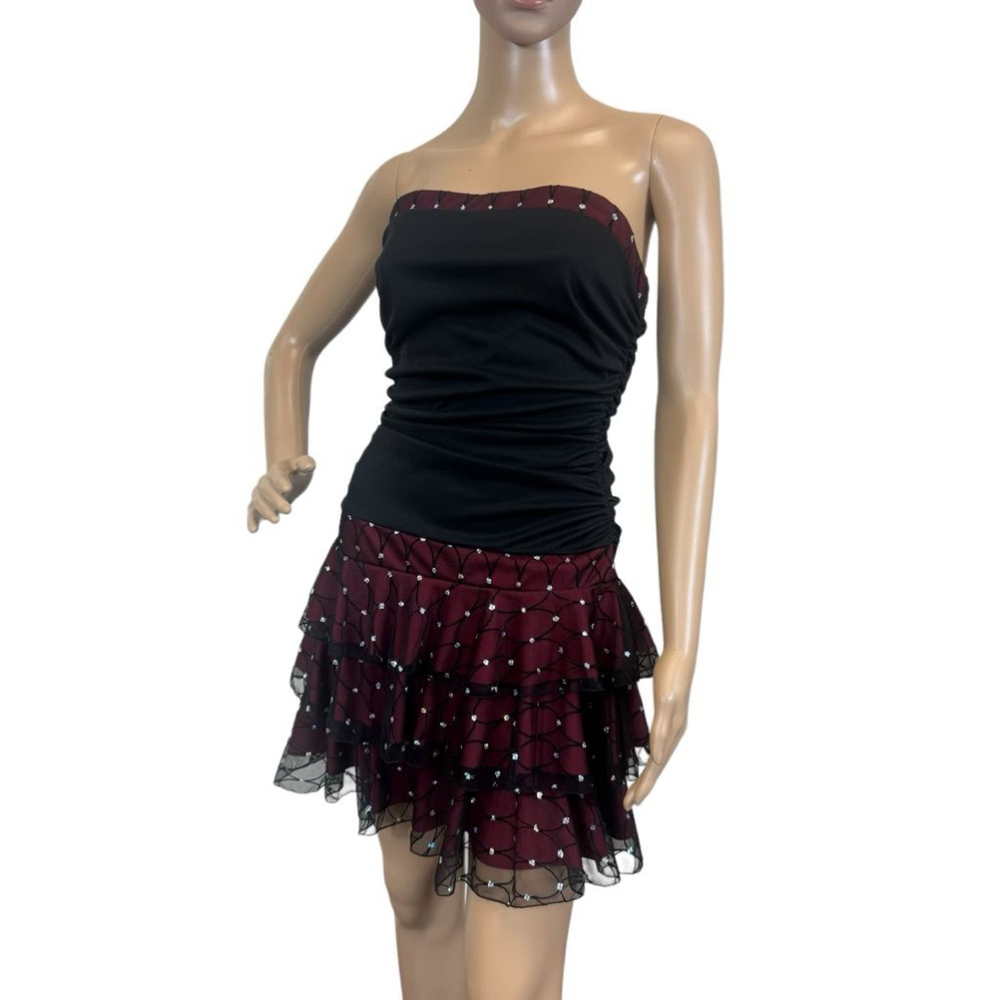 Women's I.N. San Francisco Black and Red Ruffle Dress - Size M